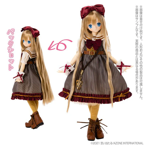 1/6 Komorebimori's Clothing Shop PNXS "Innocent Ribbon Sailor One-piece Dress" Set Bordeaux x Gray Stripe (DOLL ACCESSORY)